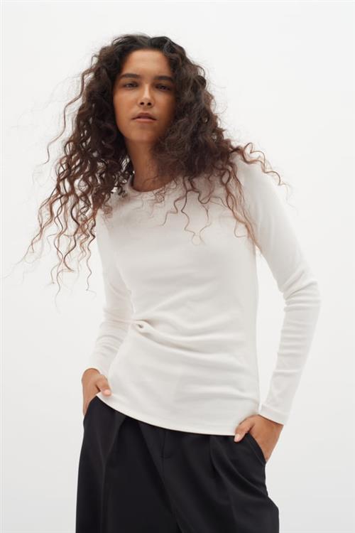 InWear Lolahiw Base LS Kvinde Whisper White Langærmede T-shirts Tight Fit Str XL - hos Magasin