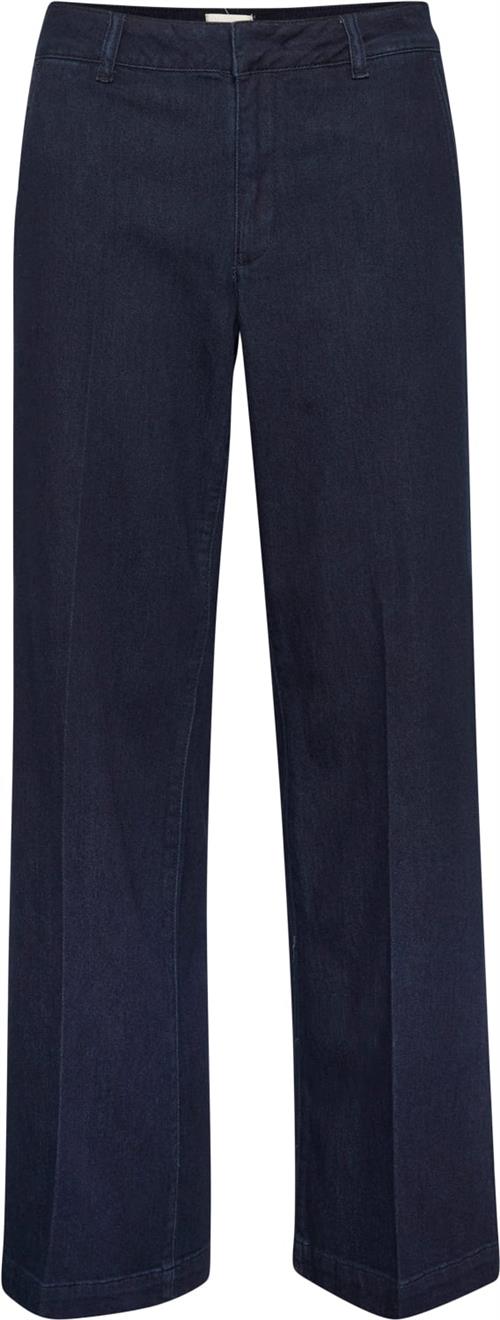 My Essential Wardrobe Laramw Pant 115 Kvinde Dark Blue Un-wash Bukser Med Lige Ben Str 40 - hos Magasin