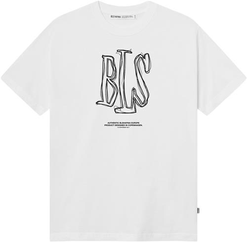 Se BLS Hafnia Handwritten Capital Tshirt Mand White Kortærmede T-shirts Regular Fit Str M - Bomuld hos Magasin ved Magasin