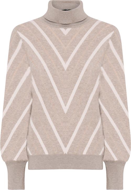 Micha Jumper_ Knit w. Lurex Stripe Kvinde Camel/offw Sweaters Str L - hos Magasin