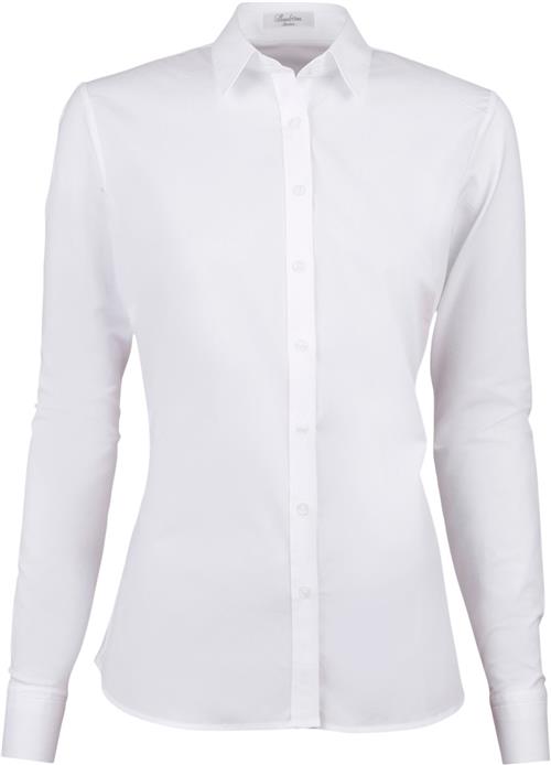 Stenströms Shirt s Poplin Stretch/jersey Kvinde White Langærmede Skjorter Slim Fit Str 42 - hos Magasin