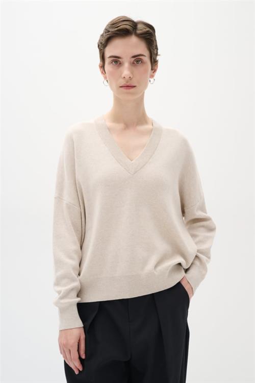 InWear Fosteriw Vneck Kvinde Simply Taupe Melange Sweaters Relaxed Fit Str XS - hos Magasin