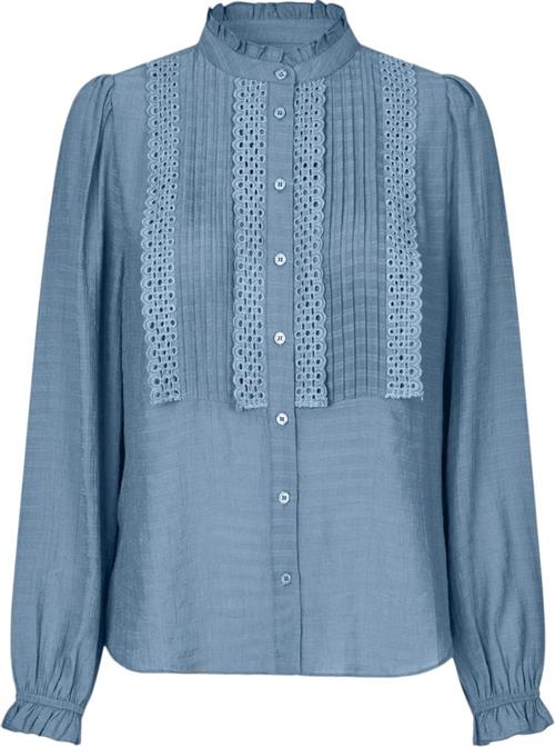 Lollys Laundry Arielll Shirt LS Kvinde Dusty Blue Langærmede Skjorter Str L - hos Magasin