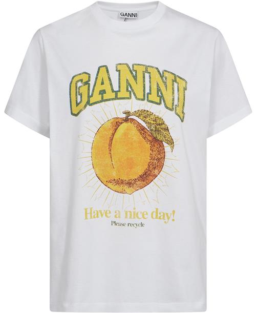 Se Ganni Basic Jersey Peach Relaxed Tshirt Kvinde Bright White Kortærmede T-shirts Str L - hos Magasin ved Magasin