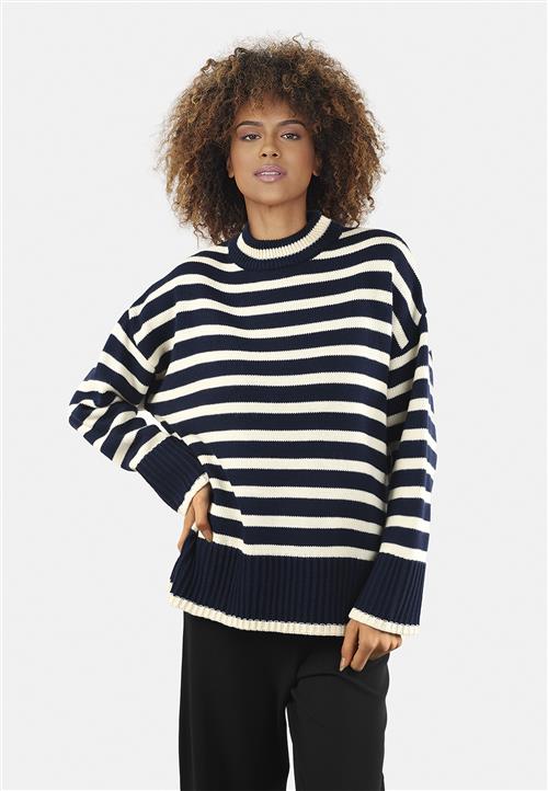 SisterS Point Mibaloose Kvinde Navy/cream Sweaters Str S - hos Magasin