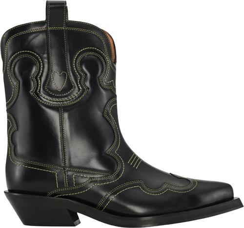 Se Ganni Embroidered Western Støvler Kvinde Black/yellow Cowboy & Biker Str 37 - hos Magasin ved Magasin