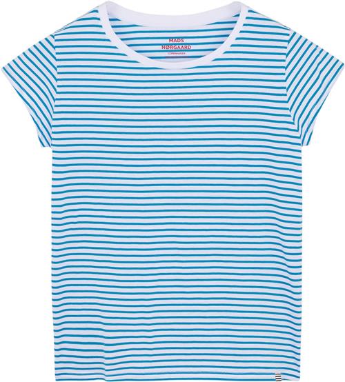 Mads Nørgaard - Copenhagen Organic Jersey Stripe Teasy Tee FAV Kvinde Brilliant White/mediterranian Kortærmede T-shirts Str XXL - hos Magasin