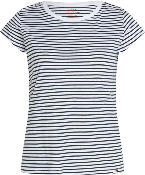 Mads Nørgaard - Copenhagen Organic Jersey Stripe Teasy Tee FAV Kvinde Magical Forest/brilliant White Kortærmede T-shirts Str S - Bomuld hos Magasin