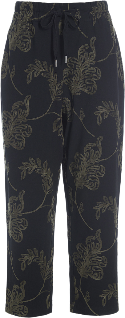 Se Bitte Kai Rand Embroidered Leaf Kvinde Black/deep Forest Leaf Capri Bukser Str S - hos Magasin ved Magasin