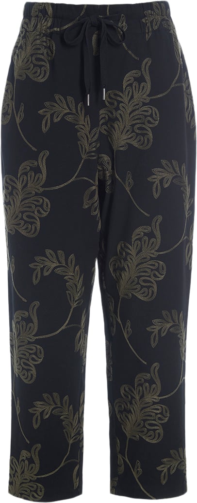 Bitte Kai Rand Embroidered Leaf Kvinde Black/deep Forest Leaf Capri Bukser Str M - hos Magasin