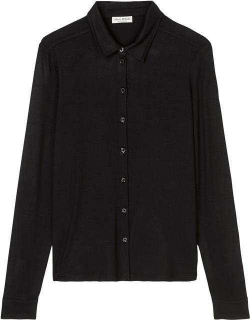 Se Marc O’Polo Jerseyblouse, Long Sleeve, Collar, Kvinde Black Langærmede Skjorter Str S - hos Magasin ved Magasin