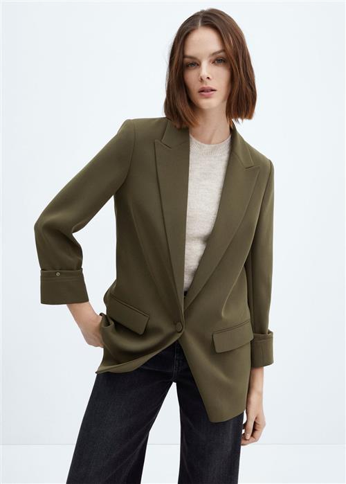 MANGO Turndown Sleeve Blazer Kvinde Beige - Khaki Blazere Plus Size Str XXS - hos Magasin