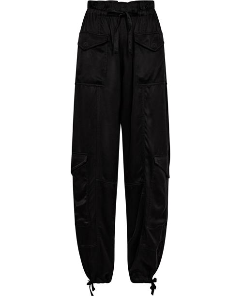 Se Ganni Washed Satin Pocket Pants Kvinde Black Bukser Med Lige Ben Str 44 - hos Magasin ved Magasin