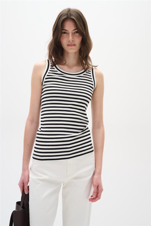 InWear Dagnaiw Striped Tank Kvinde Black / Whisper White Tanktoppe Slim Fit Str XS - hos Magasin