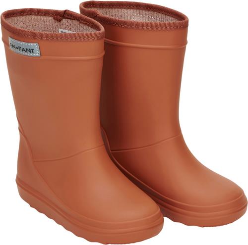 En Fant Rubber Rain Boot Solid Leather Brown Gummistøvler Str 23 - hos Magasin