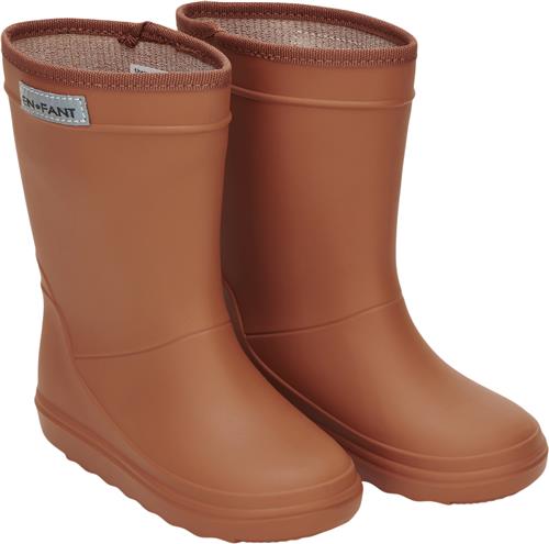 En Fant Rubber Rain Boot Solid Leather Brown Gummistøvler Str 24 - hos Magasin