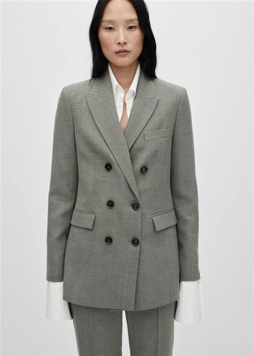 MANGO Doublebreasted Suit Jacket Kvinde Lt Pastel Grey Blazere Str XS - hos Magasin