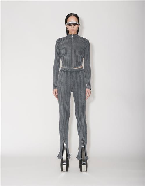 Se Han Kjøbenhavn Jersey Rib Slit Trousers Kvinde Dark Grey Bukser Med Smalle Ben Str L - Bomuld hos Magasin ved Magasin