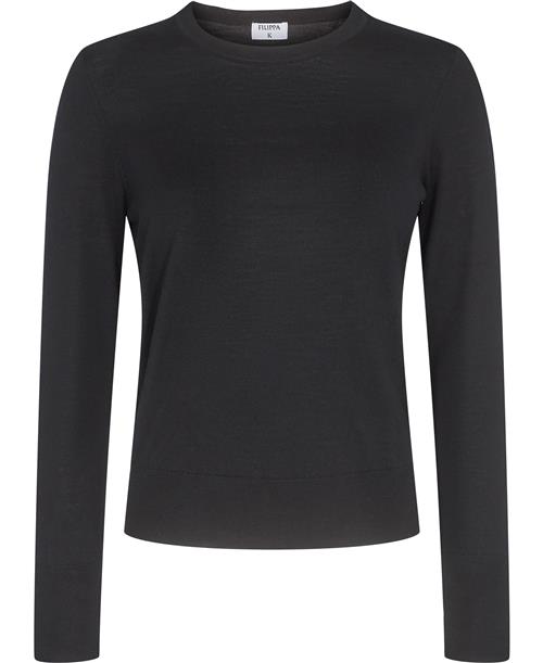 Filippa K Merino Rneck Sweater Kvinde Black Sweaters Str L Merino - hos Magasin