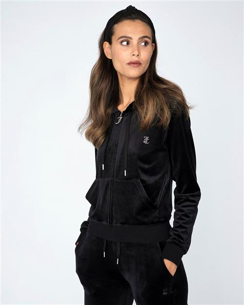 Juicy Couture Robertson Diamante Hoodie Kvinde Black Hættetrøjer Str S - Velour hos Magasin