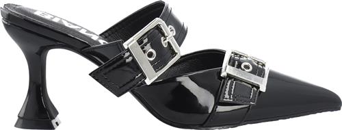 Se Bianco Biaglam Mule Double Buckle Patent PU Kvinde Black Højhælede Sandaler Str 39 - hos Magasin ved Magasin