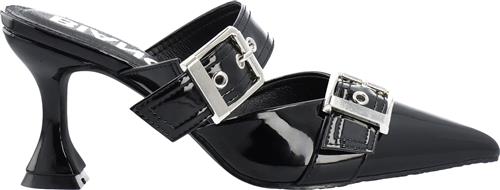 Se Bianco Biaglam Mule Double Buckle Patent PU Kvinde Black Højhælede Sandaler Str 37 - hos Magasin ved Magasin