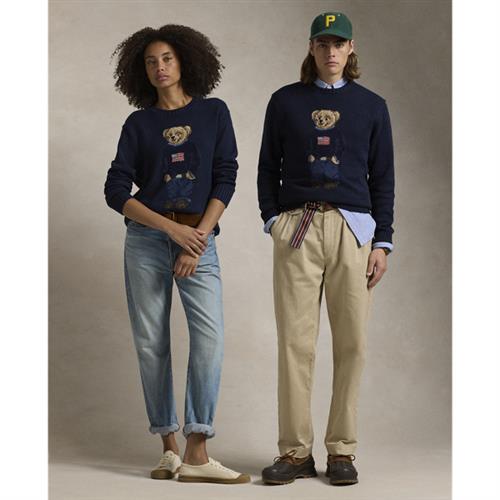 Se Polo Ralph Lauren Cotton Linen Blendlsl-plo Mand Bear Navy Sweaters Str XL - hos Magasin ved Magasin