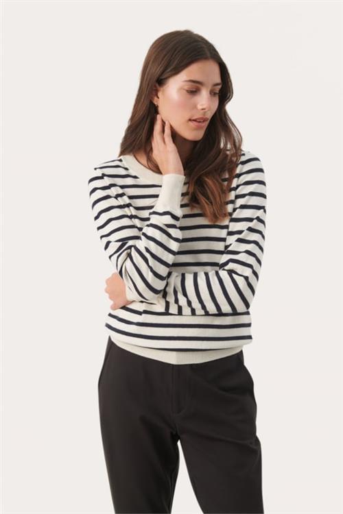 Part Two Gertiepw PU Kvinde Stripe, Navy Sweaters Relaxed Fit Str S - hos Magasin