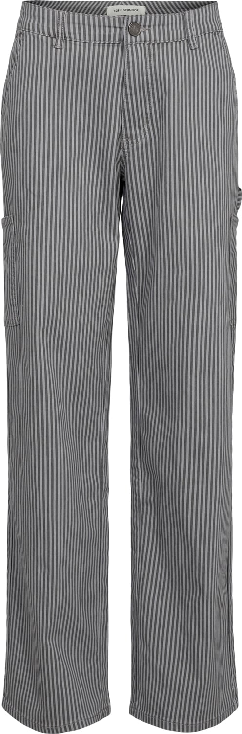 Sofie Schnoor Trousers Kvinde Grey Striped Bukser Med Brede Ben Str S - hos Magasin