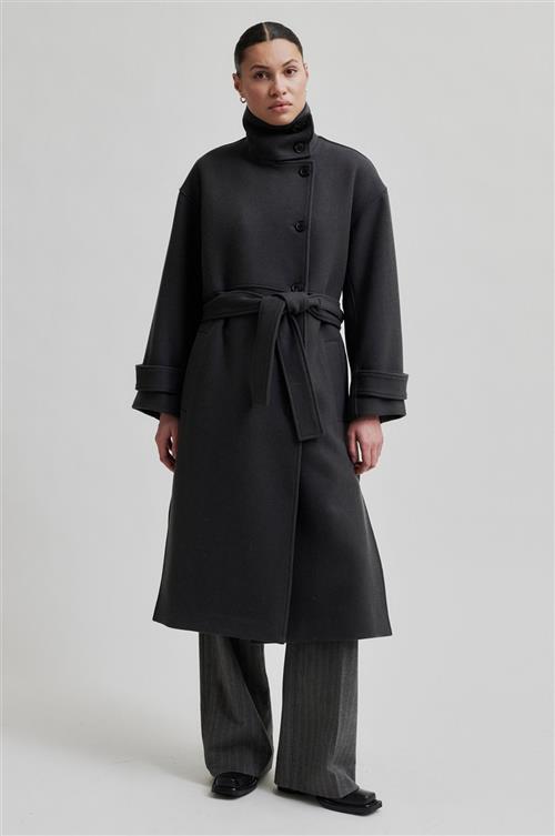 Second Female Sogani Wool Coat Kvinde Volcanic Ash Frakker Str L - hos Magasin