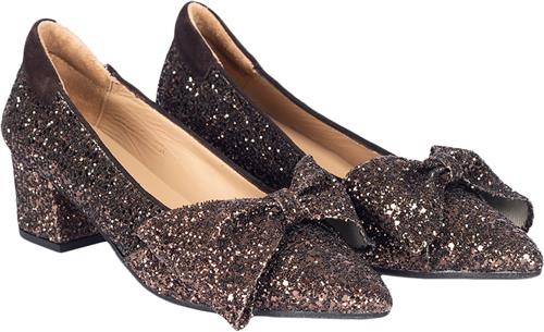 ANGULUS Sløjfe Pump i Funklende Glitter Kvinde 2487/2193 Brown Glitter/dark B Pumps & Stiletter Str 38,5 - hos Magasin