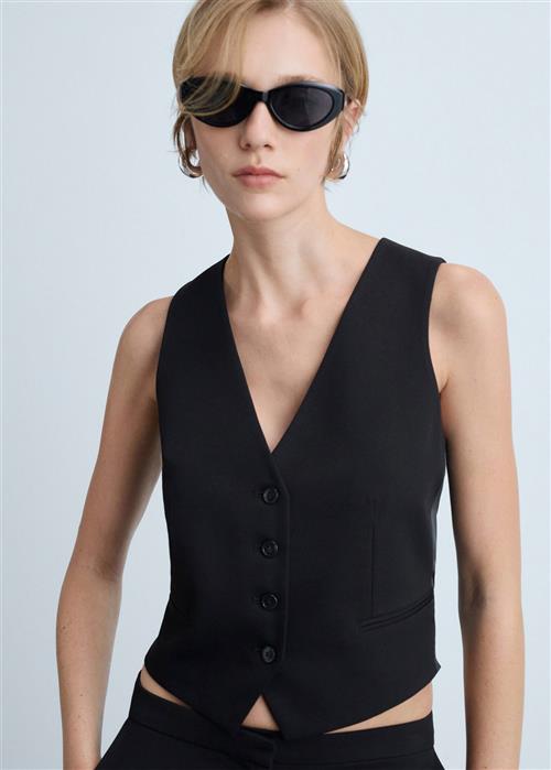 Se MANGO Suit Waistcoat With Buttons Kvinde Black Veste Str XL - hos Magasin ved Magasin