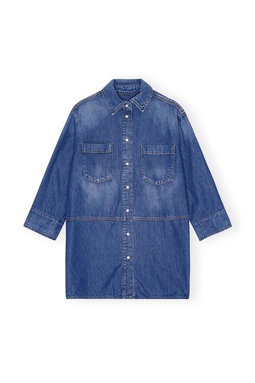 Ganni Light Denim Oversized Shirt Kvinde Mid Blue Vintage Denimskjorter Str L/XL Denim - hos Magasin