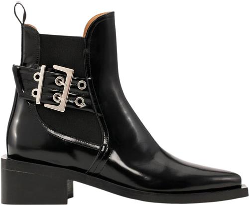 Ganni Chunky Buckle Chelsea Boot Naplack Kvinde Black Cowboy & Biker Str 41 - hos Magasin