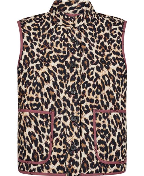 Se Lollys Laundry Cairoll Quilted Vest Kvinde Leopard Print Veste Str XS - hos Magasin ved Magasin