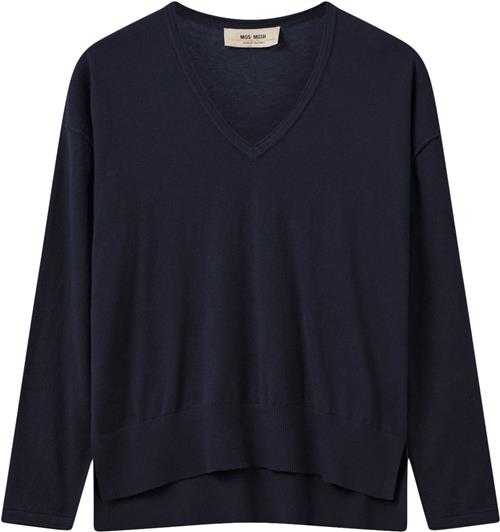 Mos Mosh Mmtani Vneck Knit Kvinde Salute Navy Sweaters Str S - Bomuld hos Magasin