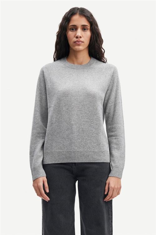 Se Samsøe Samsøe Boston Oneck 6304 Kvinde Grey Mel. Sweaters Str XL - hos Magasin ved Magasin