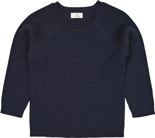 Copenhagen Colors Merino Classic RIB Blouse Kvinde Navy Sweaters Str 128 Merino - hos Magasin