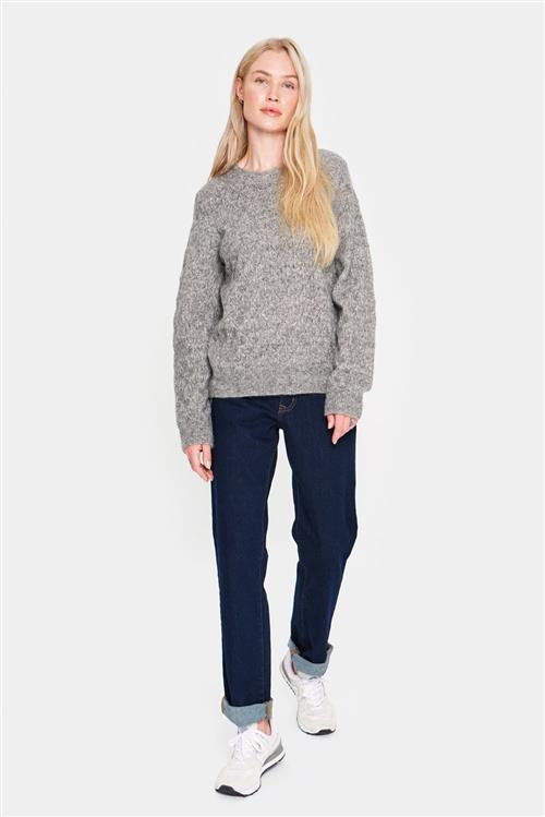 Saint Tropez Piannasz Pullover Kvinde Mist Grey Melange Sweaters Str L - hos Magasin