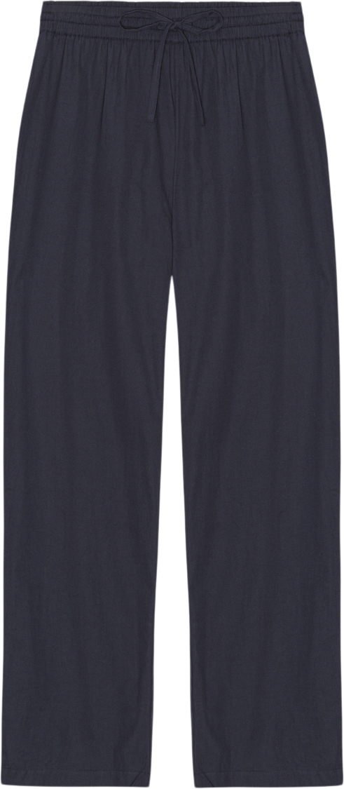 Moshi Moshi Mind Moon Pants Poplin Kvinde Dark Navy Bukser Med Brede Ben Str XL - hos Magasin