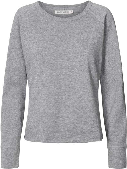 Rabens Saloner Light Stretch Long Sleeve top Nemi Kvinde Grå Langærmede T-shirts Str M - Bomuld hos Magasin