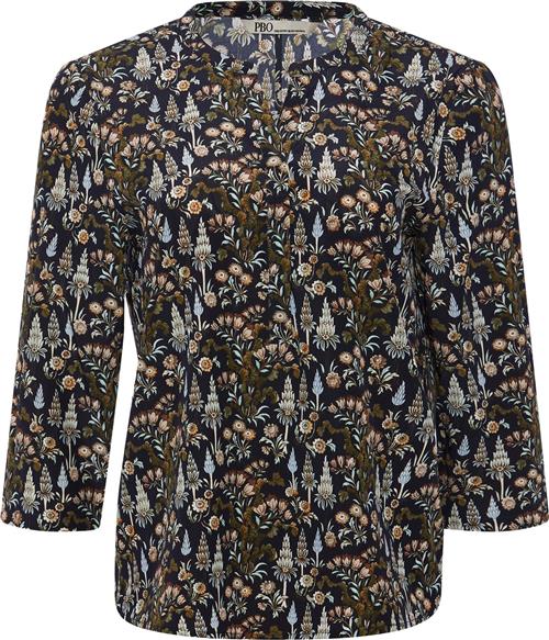 PBO ¤ Bali Blouse ¤ Kvinde Blue Print Langærmede Bluser Str 40 - hos Magasin