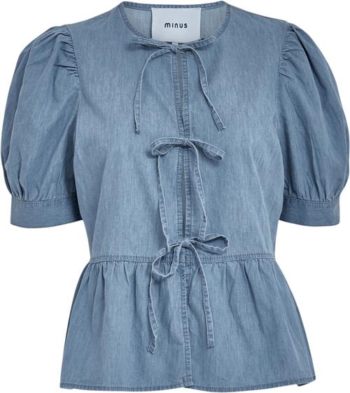 Minus Msfelicia Tie Shirt Kvinde Light Denim Denimskjorter Str 38 - Denim hos Magasin