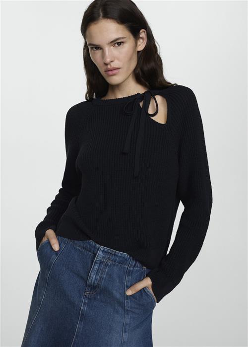 MANGO Cutout Knitted Sweater Kvinde Navy Sweaters Str M - hos Magasin