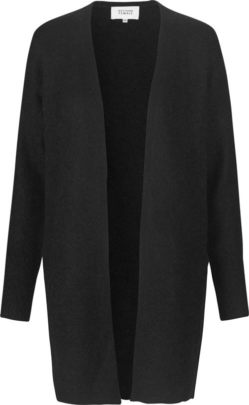 Second Female Brook Mohair Blend Knit New Pocket Cape Kvinde Black Cardigans Str XS Mohair - hos Magasin