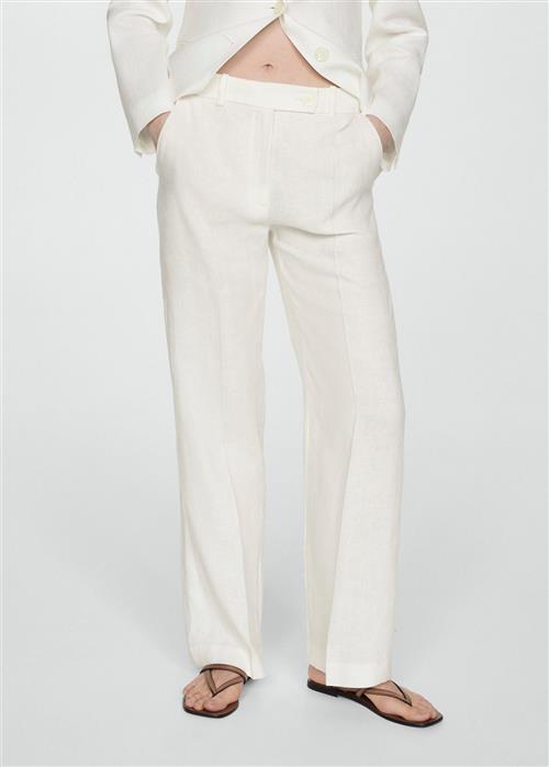 MANGO 100 Linen Suit Trousers Kvinde White Hørbukser Str 42 - hos Magasin