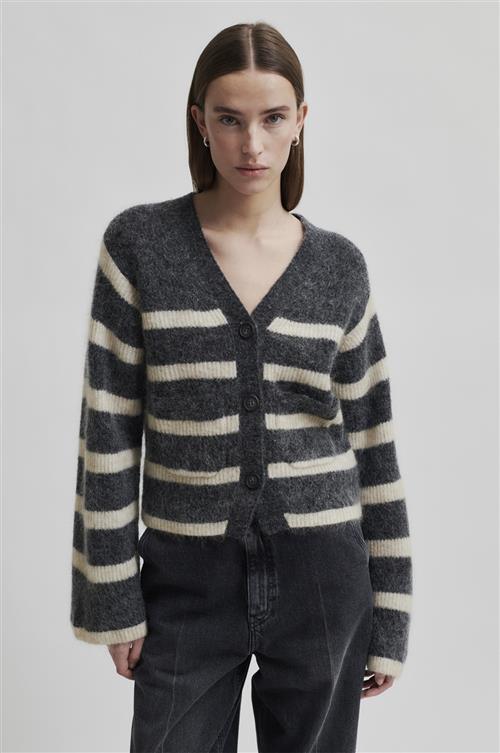 Se Second Female Ovalis Mohair Blend Knit Wide Sleeve Cardigan Kvinde Volcanic Ash Sweaters Str XL Mohair - hos Magasin ved Magasin