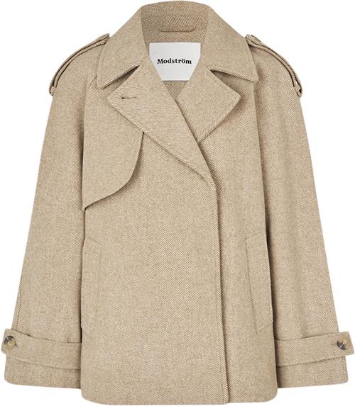 Se Modström Esmundmd Twill Jacket Kvinde Beige Twill Melange Blazere Str L - hos Magasin ved Magasin