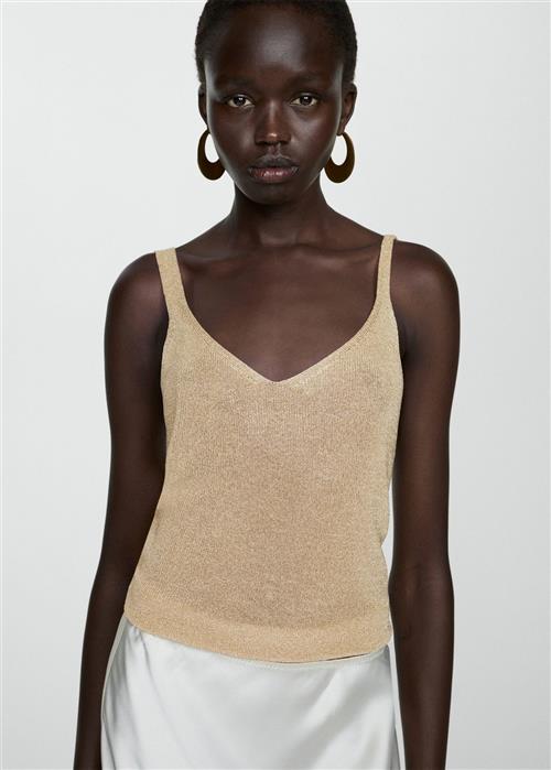 MANGO Lurex Knitted top Kvinde Gold Tanktoppe Str XS - hos Magasin