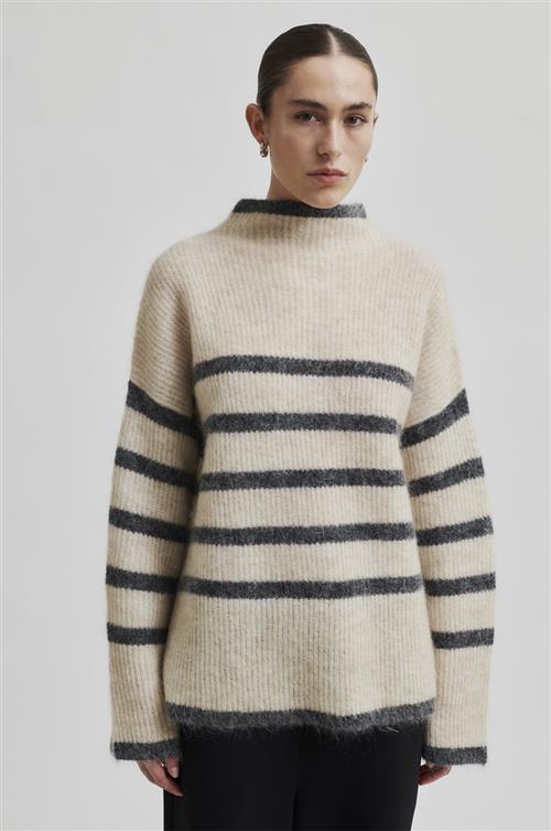 Se Second Female Ovalis Mohair Blend Knit Tneck Kvinde Brazilian Sand Grey Sweaters Str L Mohair - hos Magasin ved Magasin